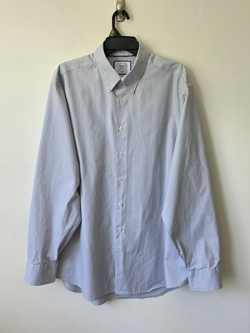 Charles Tyrwhitt Men’s Classic Fit Non-Iron Check Dress Shirt 18/37 Business